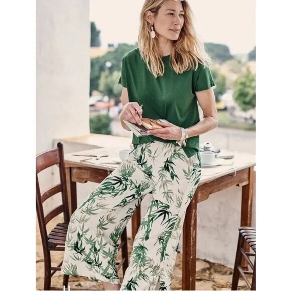 J. Jill Barley Palm Print Linen Blend Wide Leg Crop Pant Plus 2X Tropical Bamboo - Picture 2 of 13